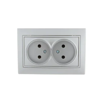 Розетка 2-м СП Mira 16А IP20 без заземл. со вставкой керамика сер. метал. LEZARD 701-1010-128