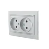 Розетка 2-м СП Mira 16А IP20 без заземл. со вставкой керамика сер. метал. LEZARD 701-1010-128