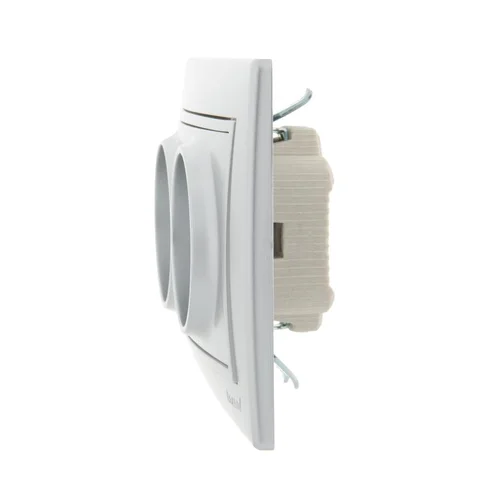 Розетка 2-м СП Mira 16А IP20 без заземл. со вставкой керамика сер. метал. LEZARD 701-1010-128