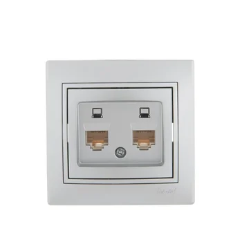 Розетка компьютерная 2-м СП Mira RJ45 сер. метал. LEZARD 701-1010-141