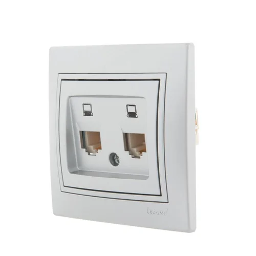 Розетка компьютерная 2-м СП Mira RJ45 сер. метал. LEZARD 701-1010-141