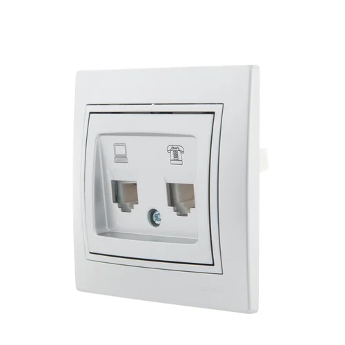 Розетка компьютерная + телефонная 2-м СП Mira RJ45 + RJ11 сер. метал. LEZARD 701-1010-143