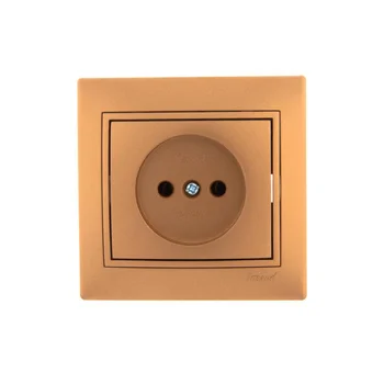 Розетка 1-м СП Mira 16А IP20 без заземл. со вставкой керамика зол. метал. LEZARD 701-1313-121