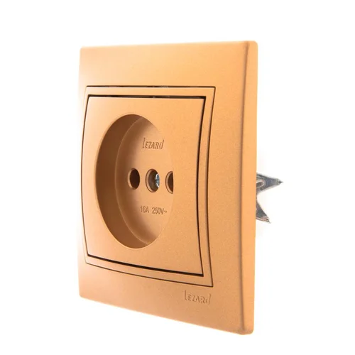 Розетка 1-м СП Mira 16А IP20 без заземл. со вставкой керамика зол. метал. LEZARD 701-1313-121