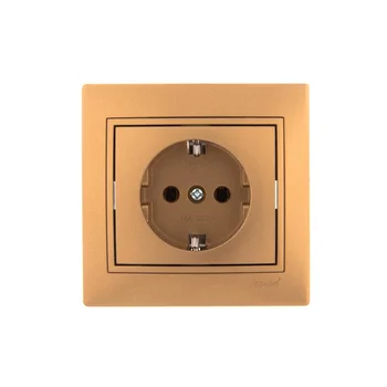 Розетка 1-м СП Mira 16А IP20 с заземл. со вставкой керамика зол. метал. LEZARD 701-1313-122