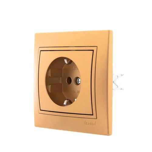 Розетка 1-м СП Mira 16А IP20 с заземл. со вставкой керамика зол. метал. LEZARD 701-1313-122
