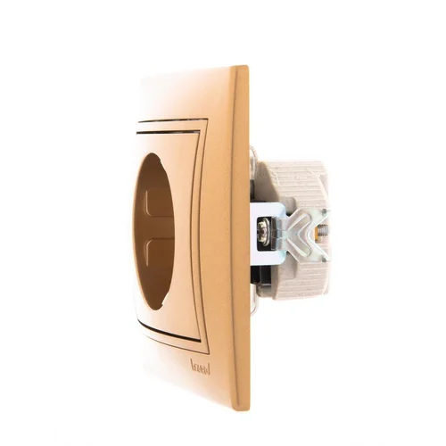 Розетка 1-м СП Mira 16А IP20 с заземл. со вставкой керамика зол. метал. LEZARD 701-1313-122