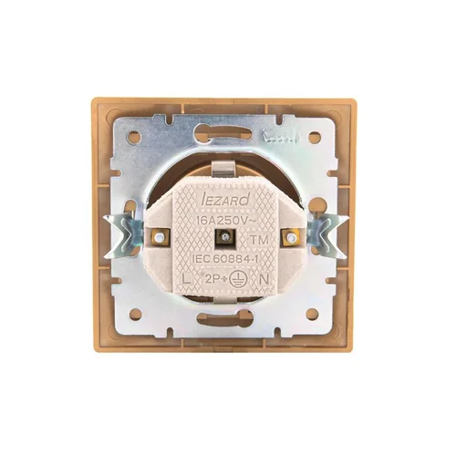 Розетка 1-м СП Mira 16А IP20 с заземл. со вставкой керамика зол. метал. LEZARD 701-1313-122