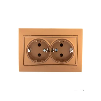 Розетка 2-м СП Mira 16А IP20 с заземл. со вставкой керамика зол. метал. LEZARD 701-1313-127