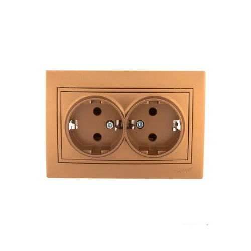 Розетка 2-м СП Mira 16А IP20 с заземл. со вставкой керамика зол. метал. LEZARD 701-1313-127