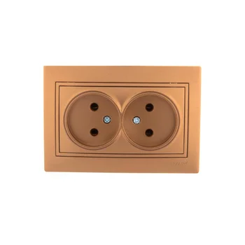 Розетка 2-м СП Mira 16А IP20 без заземл. со вставкой керамика зол. метал. LEZARD 701-1313-128