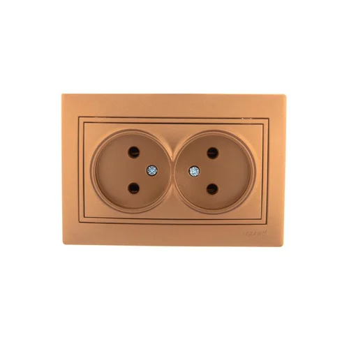 Розетка 2-м СП Mira 16А IP20 без заземл. со вставкой керамика зол. метал. LEZARD 701-1313-128