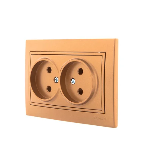 Розетка 2-м СП Mira 16А IP20 без заземл. со вставкой керамика зол. метал. LEZARD 701-1313-128