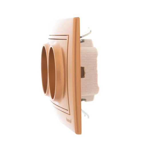 Розетка 2-м СП Mira 16А IP20 без заземл. со вставкой керамика зол. метал. LEZARD 701-1313-128