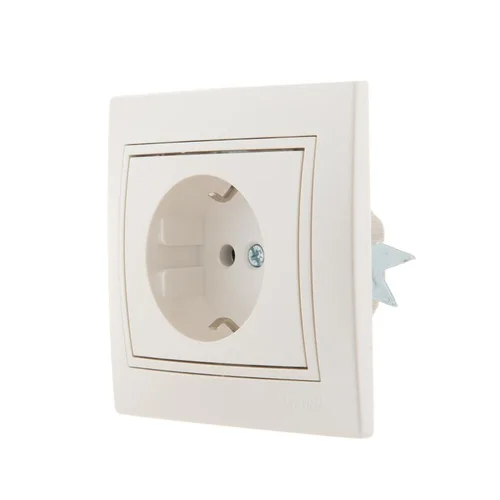 Розетка 1-м СП Mira 16А IP20 с заземл. со вставкой керамика жемчуж./бел. перламутр. LEZARD 701-3030-