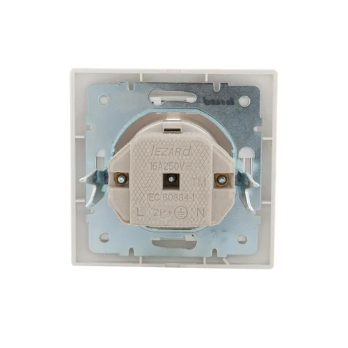 Розетка 1-м СП Mira 16А IP20 с заземл. со вставкой керамика жемчуж./бел. перламутр. LEZARD 701-3030-