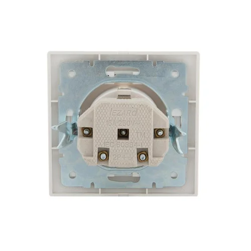 Розетка 1-м СП Mira 16А IP20 с заземл. защ. шторки со вставкой керамика жемчуж./бел. перламутр. LEZA