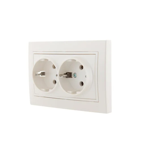 Розетка 2-м СП Mira 16А IP20 с заземл. со вставкой керамика жемчуж./бел. перламутр. LEZARD 701-3030-