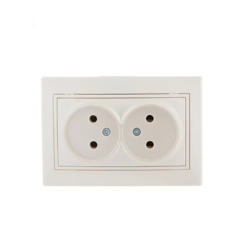 Розетка 2-м СП Mira 16А IP20 без заземл. со вставкой керамика жемчуж./бел. перламутр. LEZARD 701-303