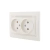 Розетка 2-м СП Mira 16А IP20 без заземл. со вставкой керамика жемчуж./бел. перламутр. LEZARD 701-303