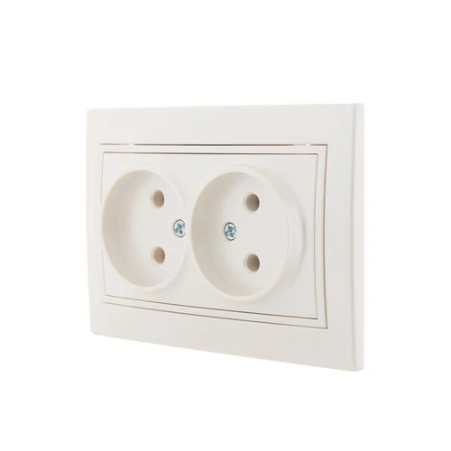 Розетка 2-м СП Mira 16А IP20 без заземл. со вставкой керамика жемчуж./бел. перламутр. LEZARD 701-303