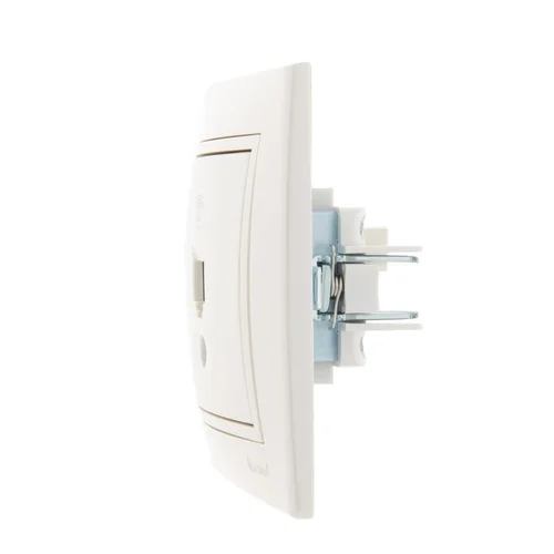 Розетка телефонная 1-м СП Mira RJ11 16А IP20 евро стандарт со вставкой жемчуж./бел. перламутр. LEZAR