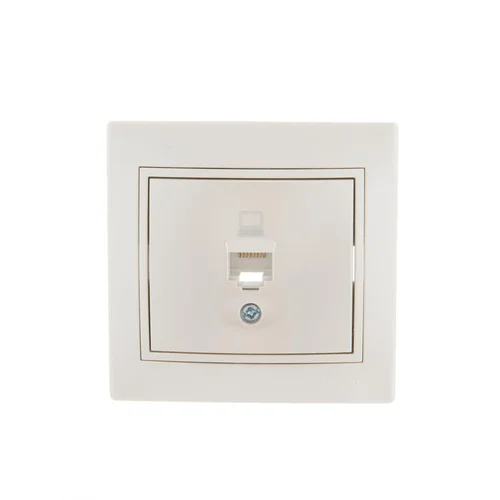Розетка компьютерная 1-м СП Mira RJ45 16А IP20 со вставкой жемчуж./бел. перламутр. LEZARD 701-3030-1