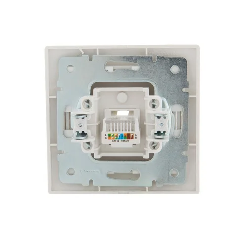 Розетка компьютерная 1-м СП Mira RJ45 16А IP20 со вставкой жемчуж./бел. перламутр. LEZARD 701-3030-1