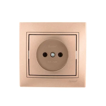 Розетка 1-м СП Mira 16А IP20 без заземл. со вставкой керамика свет. корич. перламутр. LEZARD 701-313