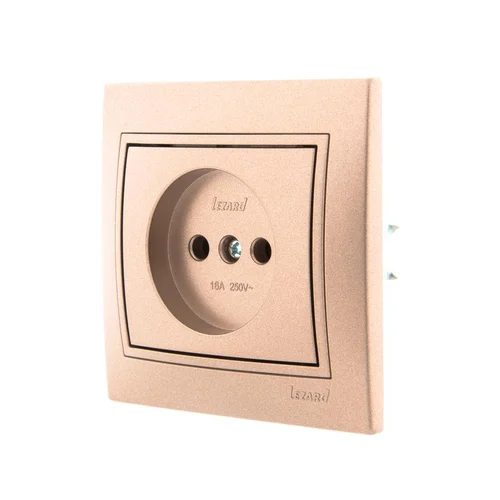 Розетка 1-м СП Mira 16А IP20 без заземл. со вставкой керамика свет. корич. перламутр. LEZARD 701-313