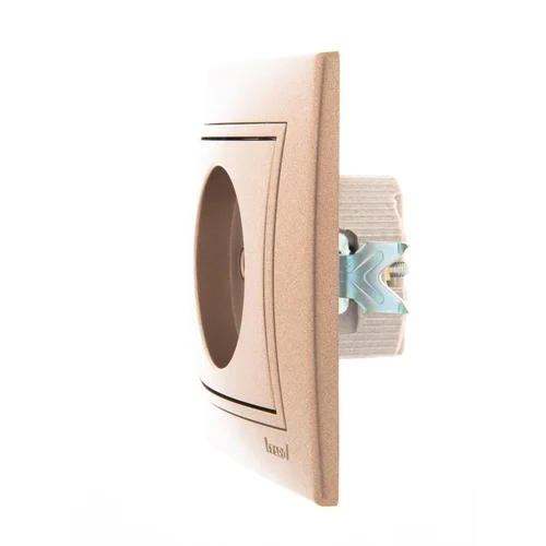 Розетка 1-м СП Mira 16А IP20 без заземл. со вставкой керамика свет. корич. перламутр. LEZARD 701-313