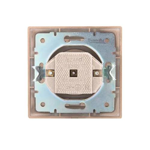 Розетка 1-м СП Mira 16А IP20 без заземл. со вставкой керамика свет. корич. перламутр. LEZARD 701-313