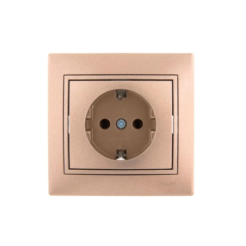 Розетка 1-м СП Mira 16А IP20 с заземл. со вставкой керамика свет. корич. перламутр. LEZARD 701-3131-