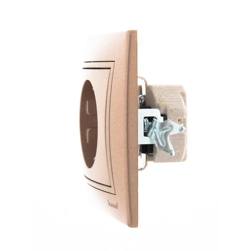 Розетка 1-м СП Mira 16А IP20 с заземл. со вставкой керамика свет. корич. перламутр. LEZARD 701-3131-