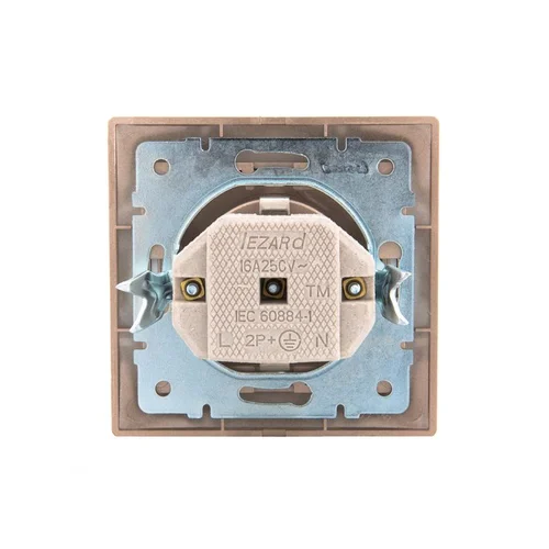 Розетка 1-м СП Mira 16А IP20 с заземл. со вставкой керамика свет. корич. перламутр. LEZARD 701-3131-