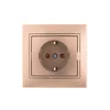 Розетка 1-м СП Mira 16А IP20 с заземл. защ. шторки со вставкой керамика свет. корич. перламутр. LEZA