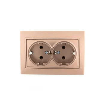 Розетка 2-м СП Mira 16А IP20 с заземл. со вставкой керамика свет. корич. перламутр. LEZARD 701-3131-