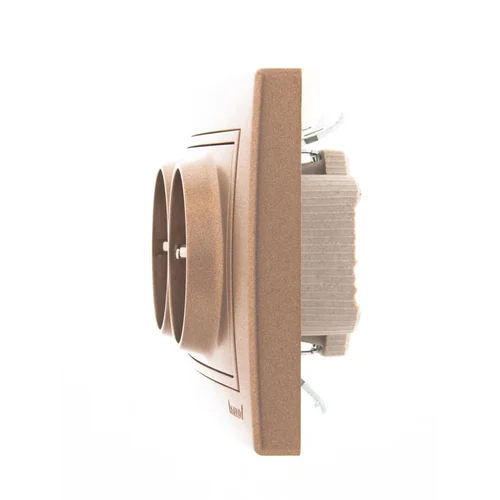 Розетка 2-м СП Mira 16А IP20 с заземл. со вставкой керамика свет. корич. перламутр. LEZARD 701-3131-