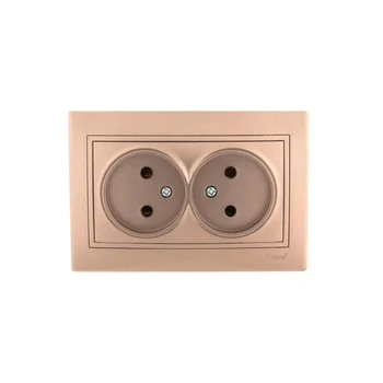 Розетка 2-м СП Mira 16А IP20 без заземл. со вставкой керамика свет. корич. перламутр. LEZARD 701-313