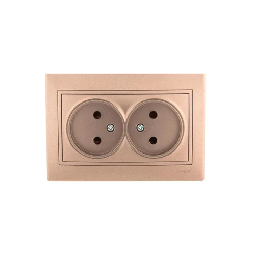 Розетка 2-м СП Mira 16А IP20 без заземл. со вставкой керамика свет. корич. перламутр. LEZARD 701-313