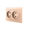 Розетка 2-м СП Mira 16А IP20 без заземл. со вставкой керамика свет. корич. перламутр. LEZARD 701-313