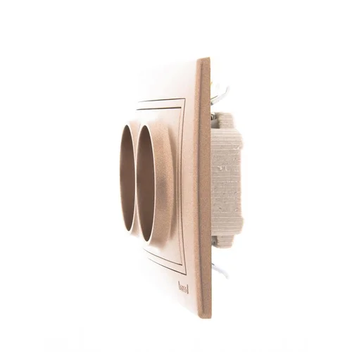 Розетка 2-м СП Mira 16А IP20 без заземл. со вставкой керамика свет. корич. перламутр. LEZARD 701-313