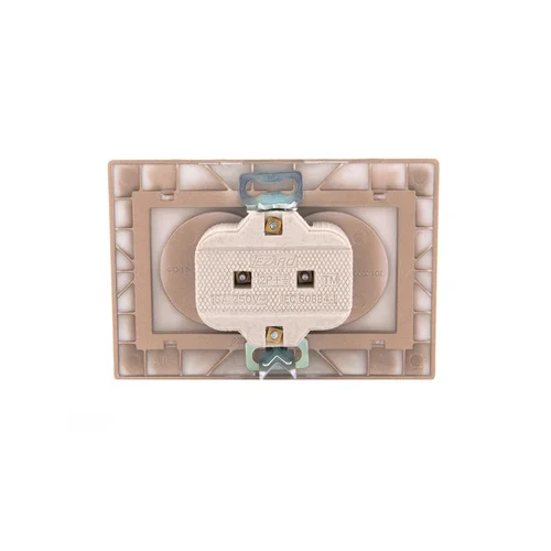 Розетка 2-м СП Mira 16А IP20 без заземл. со вставкой керамика свет. корич. перламутр. LEZARD 701-313