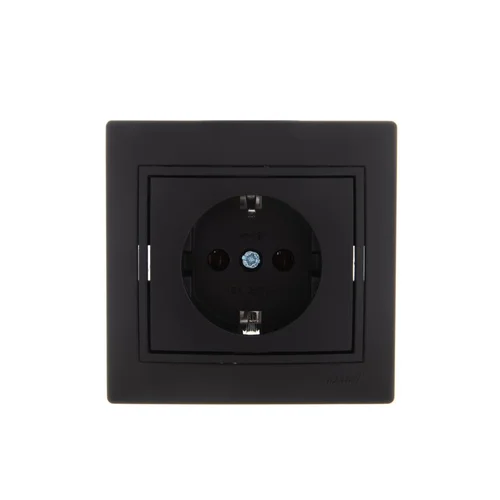 Розетка 1-м СП Mira с заземл. керамика черн. бархат LEZARD 701-4242-122