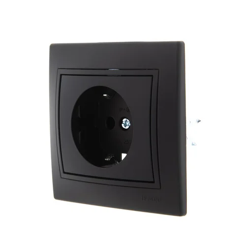 Розетка 1-м СП Mira с заземл. керамика черн. бархат LEZARD 701-4242-122