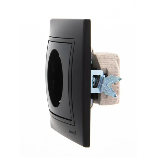 Розетка 1-м СП Mira с заземл. керамика черн. бархат LEZARD 701-4242-122