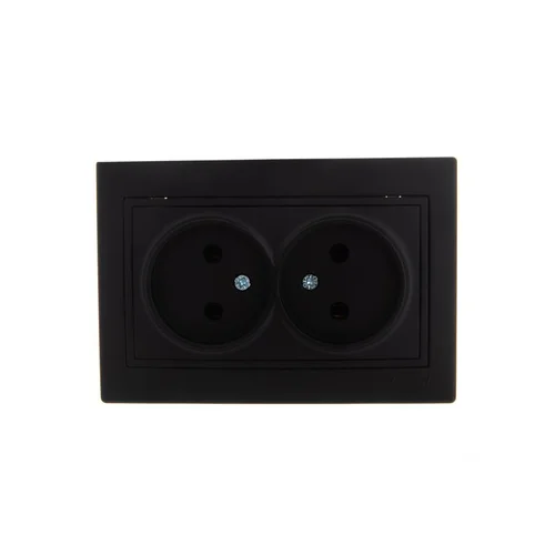 Розетка 2-м СП Mira 16А IP20 без заземл. со вставкой керамика черн. бархат LEZARD 701-4242-128