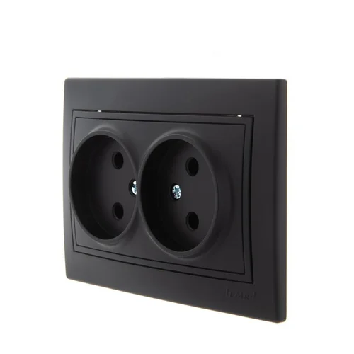 Розетка 2-м СП Mira 16А IP20 без заземл. со вставкой керамика черн. бархат LEZARD 701-4242-128