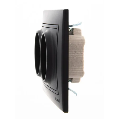 Розетка 2-м СП Mira 16А IP20 без заземл. со вставкой керамика черн. бархат LEZARD 701-4242-128