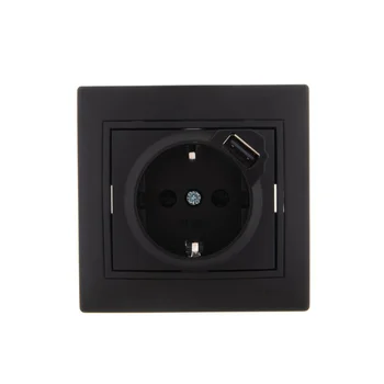 Розетка 1-м СП Mira 16А с заземл. + USB разъем черн. бархат LEZARD 701-4242-181